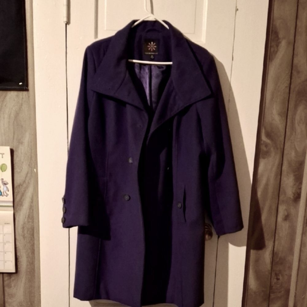 Isaac Mizrahi Purple Trench Coat with Tailored Silhouette XL